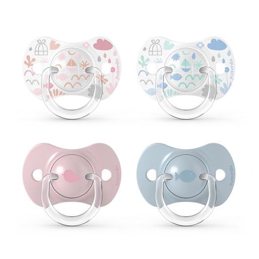 Suavinex Sucette en silicone 0-6 mois Rose  Bleue