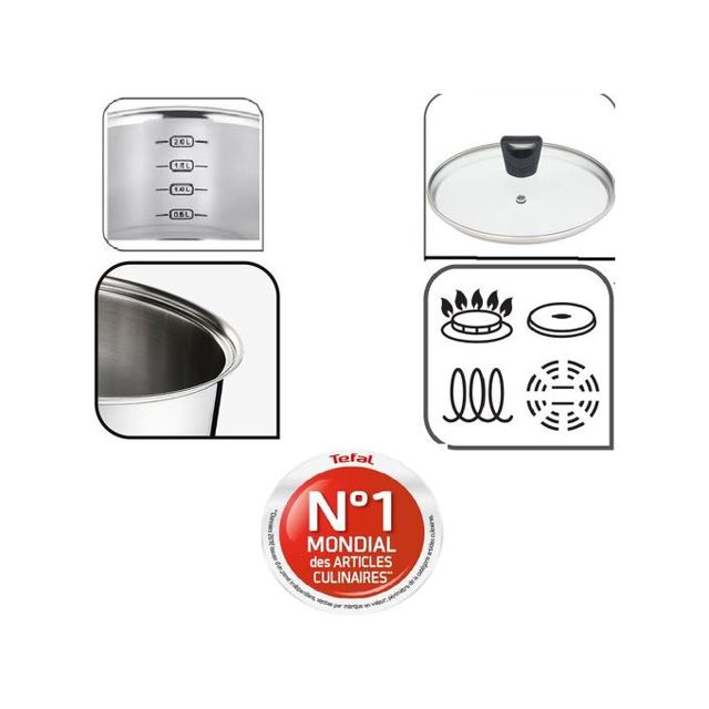 Tefal Série De 6 Pièces Faitouts Et Casseroles Argent