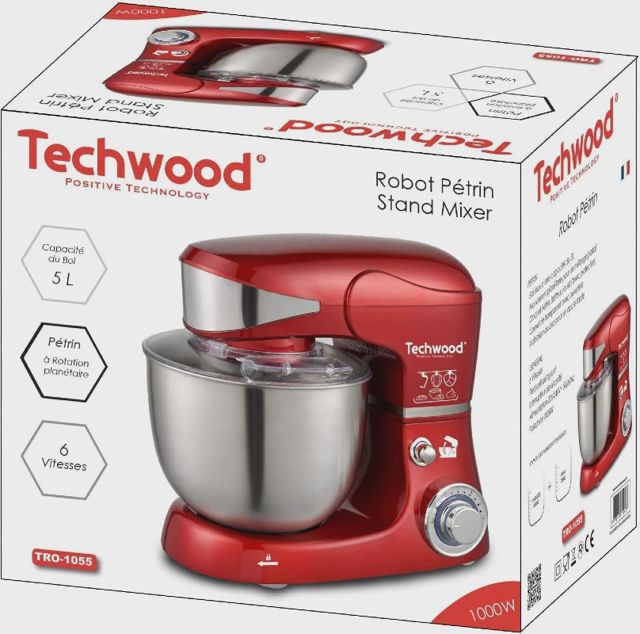 Techwood  TRO-1055 pétrin 5L robot pâtissier 1000W