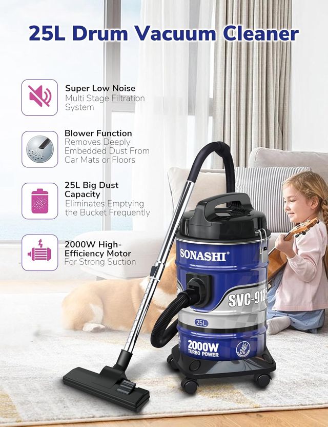 Aspirateur Bidon Sonashi 2IN1 25L 2400 W SVC-9125D